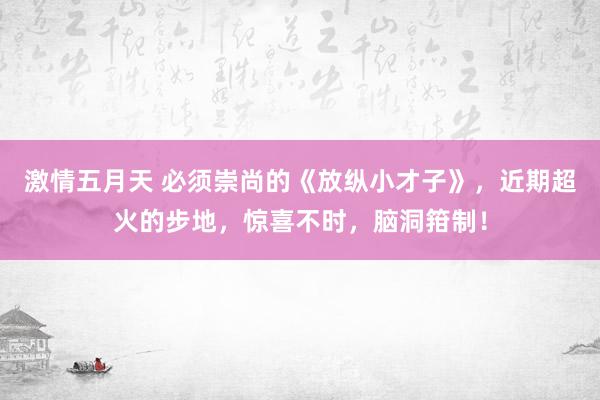 激情五月天 必须崇尚的《放纵小才子》，近期超火的步地，惊喜不时，脑洞箝制！