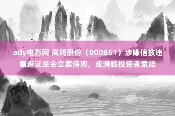 ady电影网 高鸿股份（000851）涉嫌信披违章遭证监会立案傍观，或濒临投资者索赔