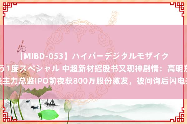 【MIBD-053】ハイパーデジタルモザイク あの娘のセックスをもう1度スペシャル 中超新材招股书又现神剧情：高明东谈主力总监IPO前夜获800万股份激发，被问询后闪电去职，公司连简历都不敢败露