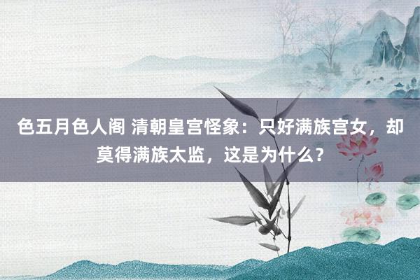 色五月色人阁 清朝皇宫怪象：只好满族宫女，却莫得满族太监，这是为什么？