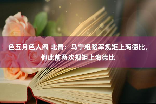 色五月色人阁 北青：马宁粗略率规矩上海德比，他此前两次规矩上海德比