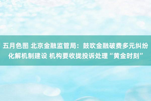 五月色图 北京金融监管局：鼓吹金融破费多元纠纷化解机制建设 机构要收拢投诉处理“黄金时刻”