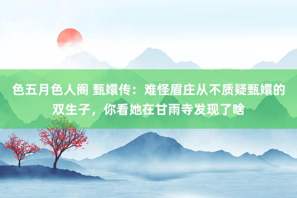 色五月色人阁 甄嬛传：难怪眉庄从不质疑甄嬛的双生子，你看她在甘雨寺发现了啥