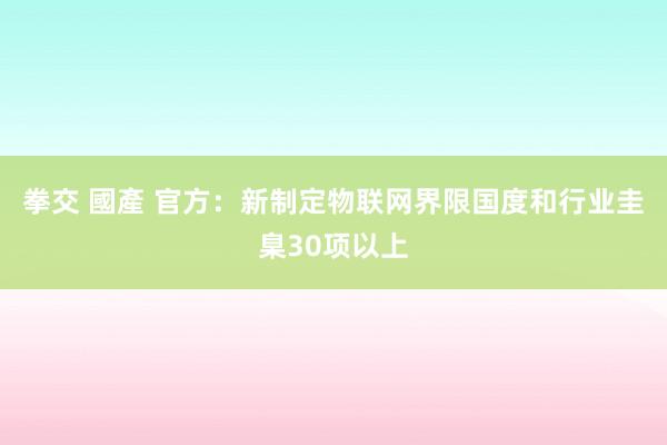 拳交 國產 官方：新制定物联网界限国度和行业圭臬30项以上